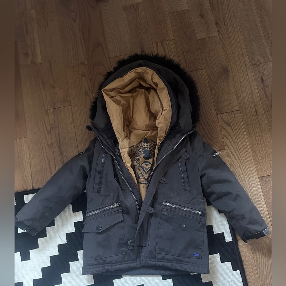 IKKS: Boy Stylish Black and Tan Hooded Jacket